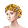 Women Satin Bonnets Printed Floral Edge Nightcap Fashion Imitated Silk Fabric Home Cap Lady Elastic Hair Care Beauty Makeup Hat