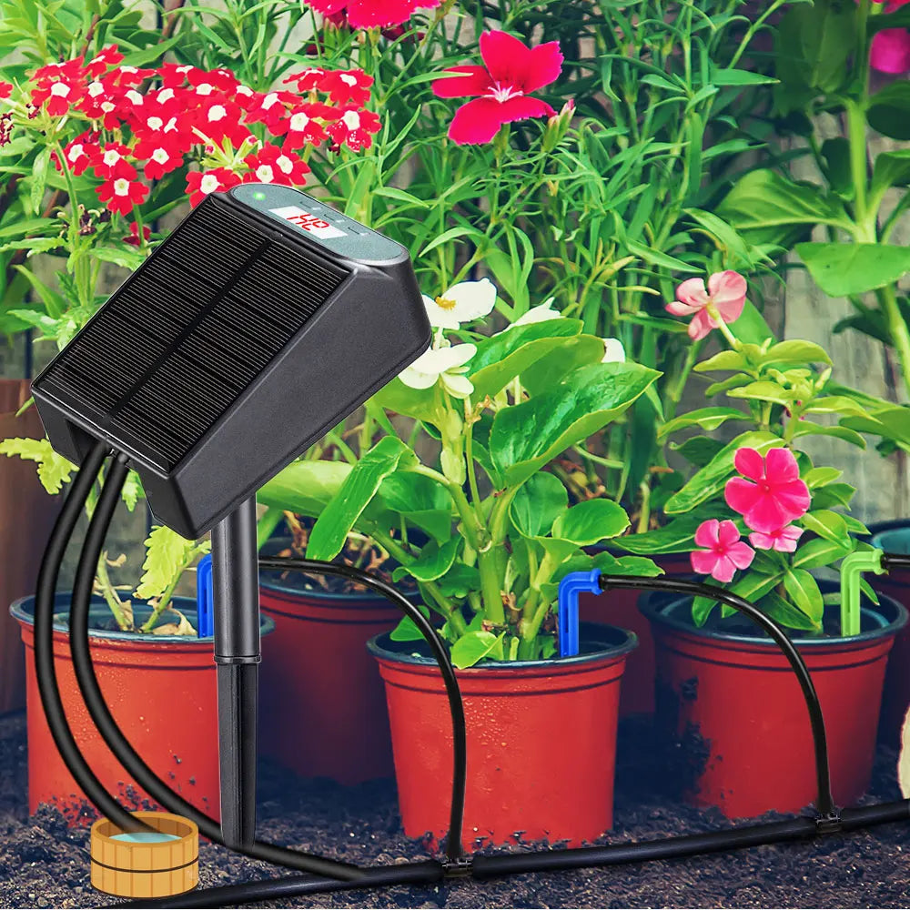 Garden Mini Solar Timer Watering System Solar Powered Automatic Irrigation Kit for Balcony Potted Plants Drip Equipment Fittings