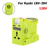 200W Power Inverter Generator for Ryobi 18V Lithium Battery,DC 18V To AC 120V 220V Portable Power Station with 280lm LED Light