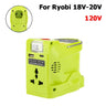 200W Power Inverter Generator for Ryobi 18V Lithium Battery,DC 18V To AC 120V 220V Portable Power Station with 280lm LED Light