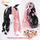 MEIFAN Synthetic Long Straight Lolita Wig with Bangs Wig Girl Cute Mixed Black Red Blonde Cosplay Party Halloween Harajuku Wig