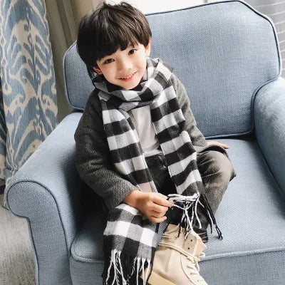 Children's Scarf family look Matching outfits Mother Kids Warm Neck Wear Thick Plaid Boys Girls Autumn fleece Shawl