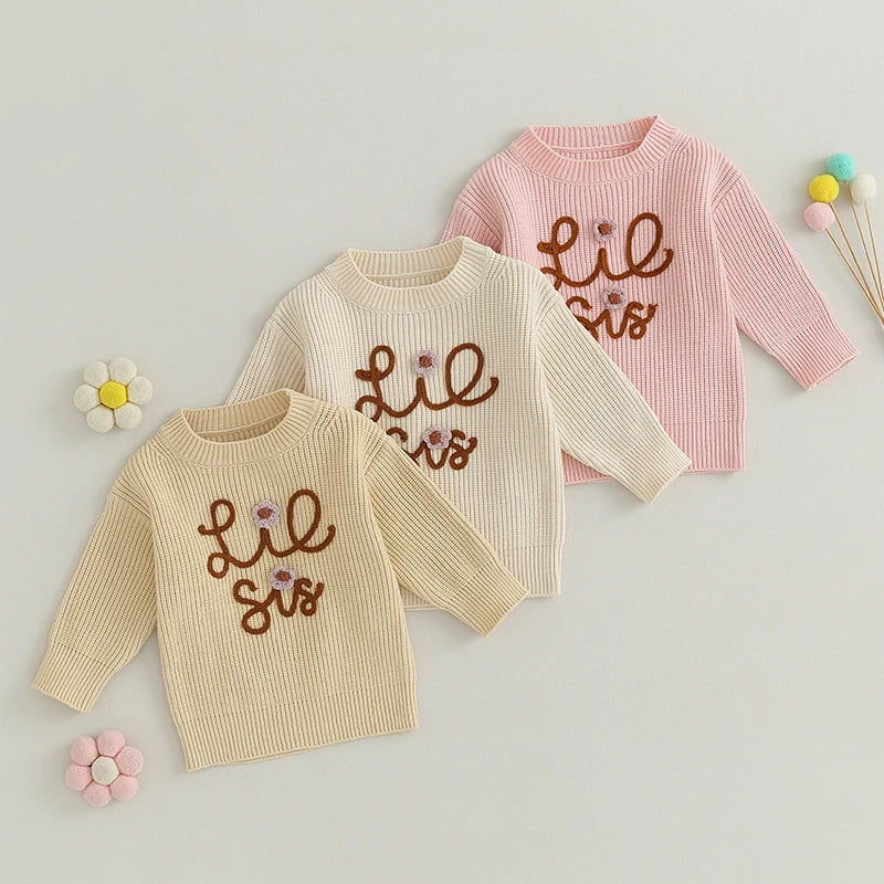 2023-07-04 Lioraitiin 0-5T Toddler Baby Girl Boy Chunky Knit Sweater Top Big Sister Brother Little Sister Matching Outfits