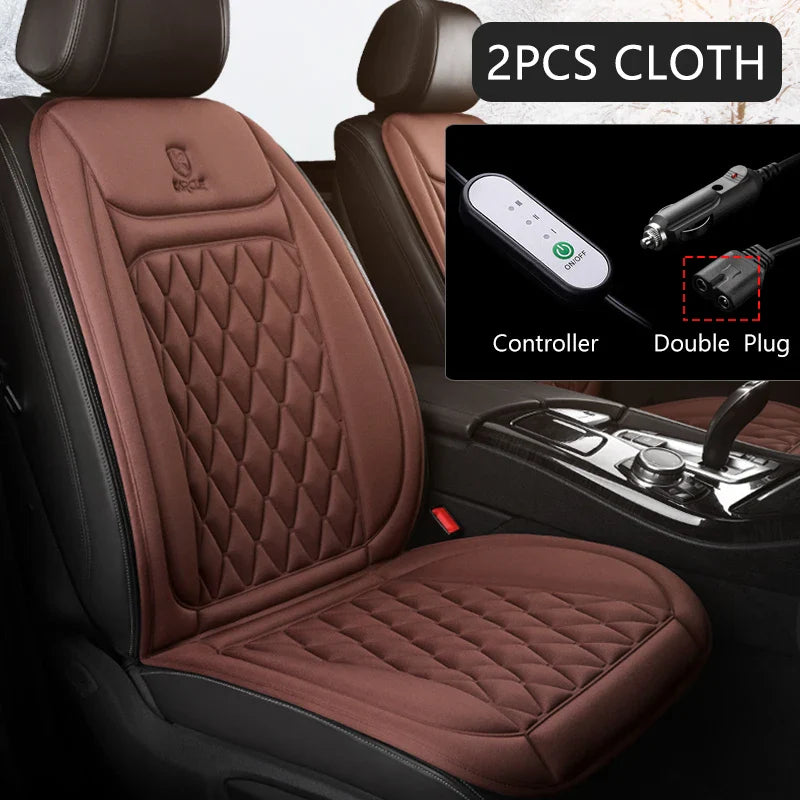 12V Heated Car Seat Cushion Cloth/Flannel Car Seat Heater Winter Warmer Seat Heating Car Accessories Heating Pads Set Universal