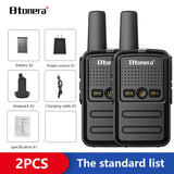 Btoera 2 Pcs Mini Walkie Talkie PMR 446 Portable Two-way Radio Ht PTT Walkie-talkies 5W 16CH UHF 400-470MHz Portable Radio for