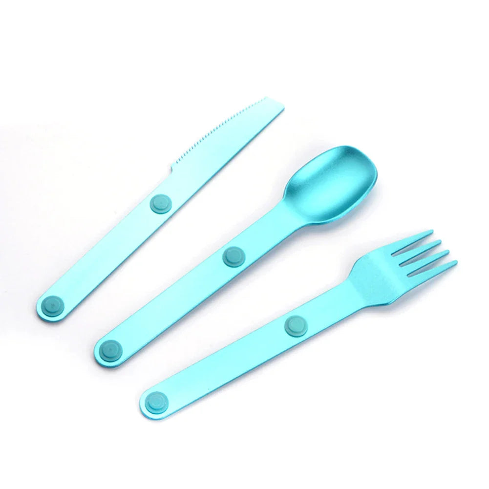 3-In-1 Camping Utensils Set Hot Sale Connect Magnetic Cutter Fork Spoon Flatware Camping Cutlery Travel Carry Kits Parts