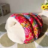 Washable Cozy Plush Pet Bed Winter Warm Flower Fluffy Indoor Dog Bed Kennel Mattress Removable Niche Pour Chien Furniture