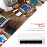 10/100 / 1000Mbps Mini Gigabit Network Switch 5 Port Ethernet Switch Internet Splitter Desktop RJ45 Hub