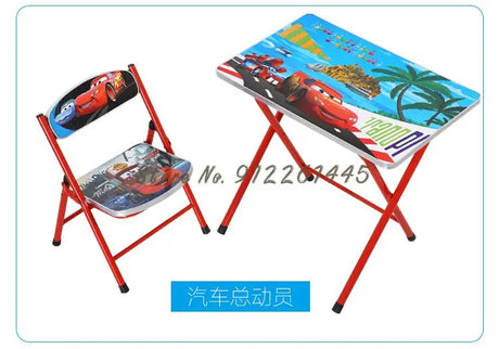 Kindergarten pupils children foldable learning tables and chairs set, writing desk and dining table can be raised and lowered