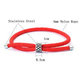 Lucky Red Thread Bracelet With Stainless Steel Rings Unisex Viking Braslet Jewelry Pirate Nautical Rope Braclet Leisure Pulseira