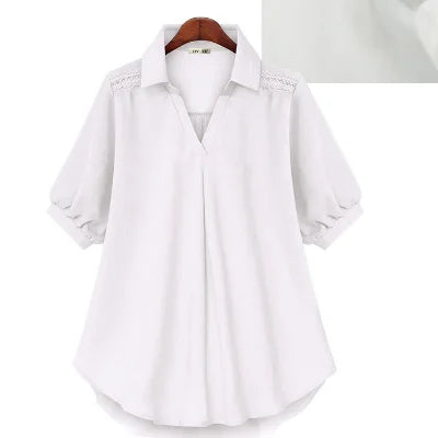 Plus Size 2024 New Clothing Short-Sleeved Women Loose Appear Thin Personality Fashion Double Color Blouses Female Casual K3199