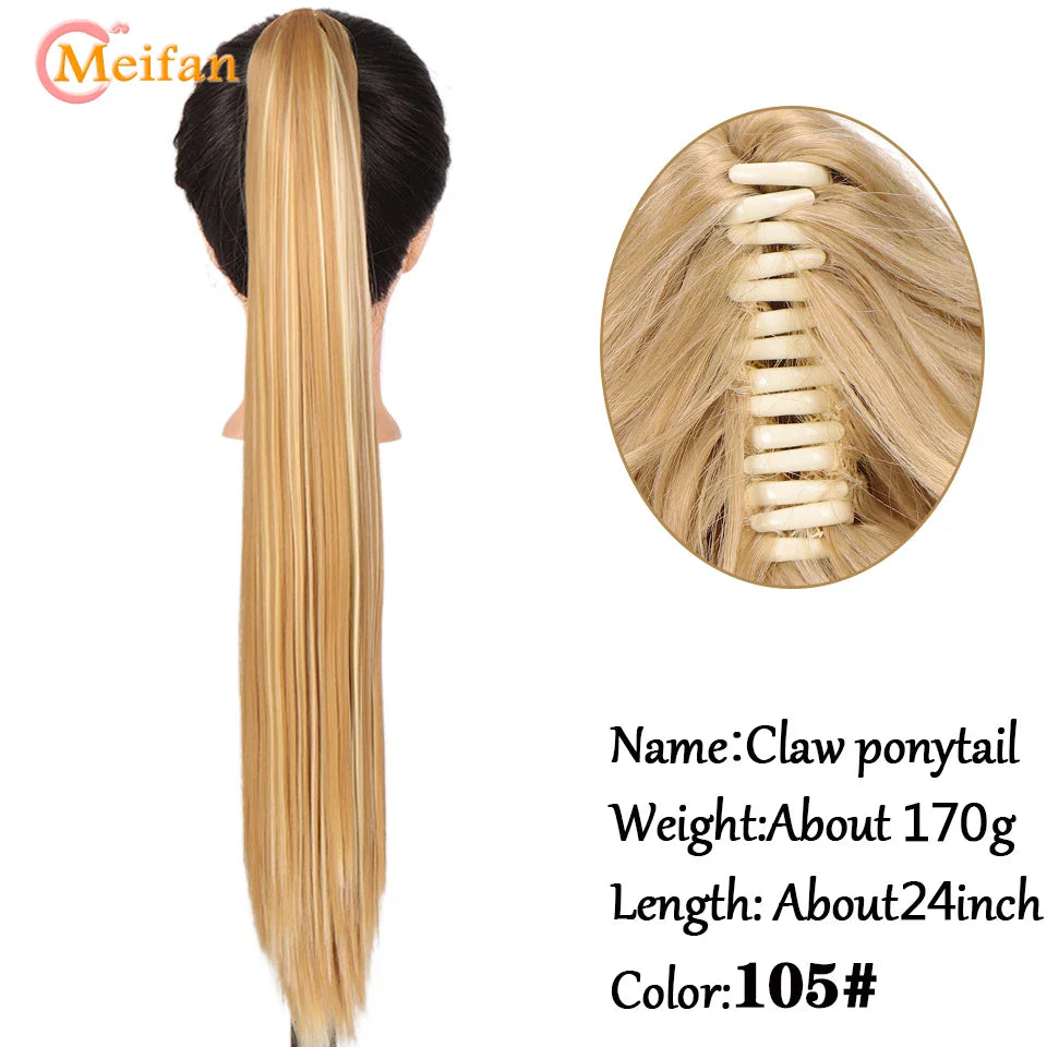 MEIFAN Long Synthetic Wavy Clip in Hair Ponytail Hair Wigs Extensions Style Claw Pony Tail Hairpiece for Women Cosplay Party