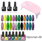 Mtssii  13/16Pcs Gel Nail Polish Set With 36W UV Lamp Dryer Manicure Kit Semi Permanent Soak Off Base Top Coat Nail Art UV Gel