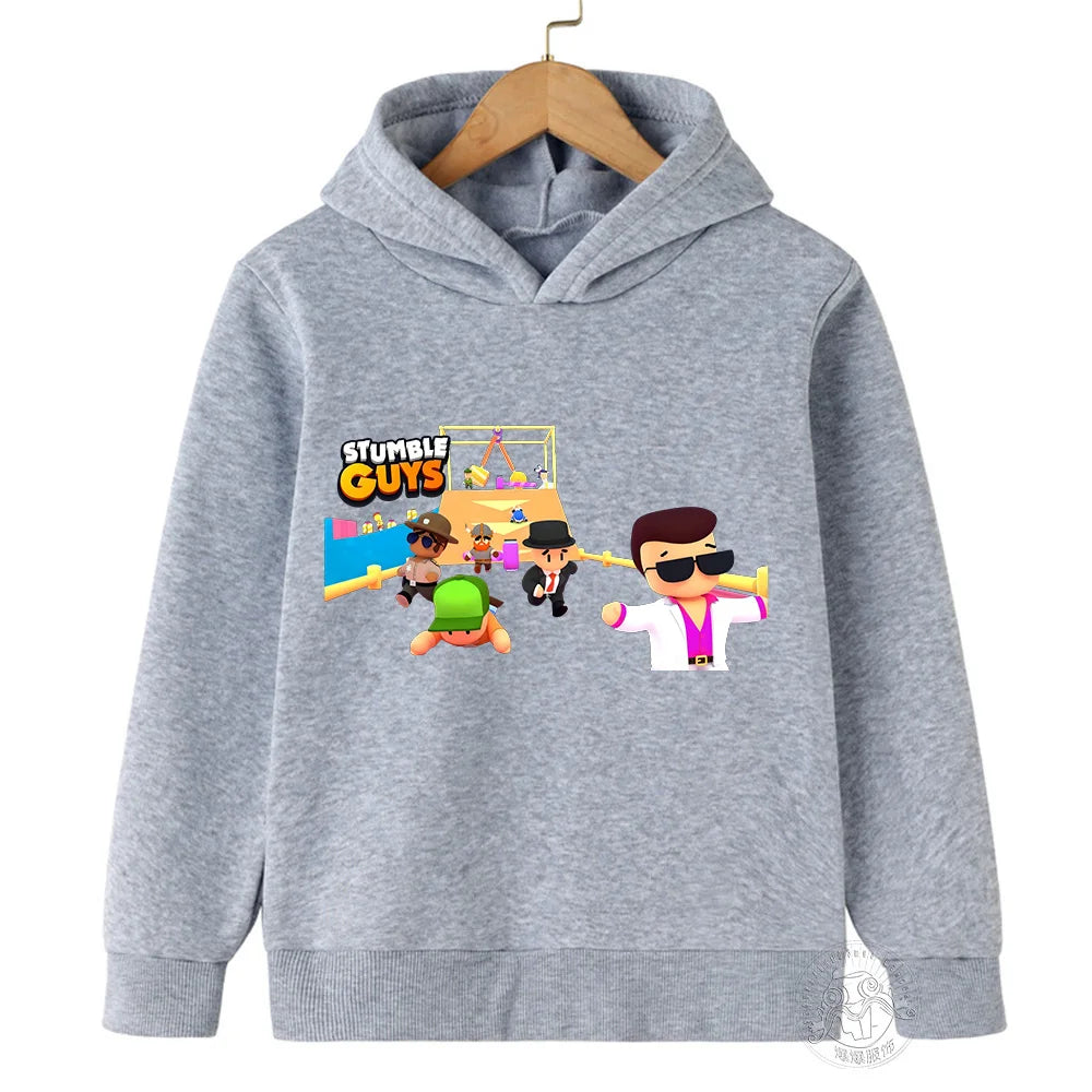 Kids Anime Stumble Guys Hooded Sweatshirts Long Sleeve Pullover Boys Girls Game Print Hoodies Stumble Guys Children Hoodie Tops