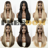 FREEDOM Synthetic Lace Front Wigs For Black Women Straight Bob Wigs 22 inch Ombre Brown Blonde Lace Wigs Cosplay Wig