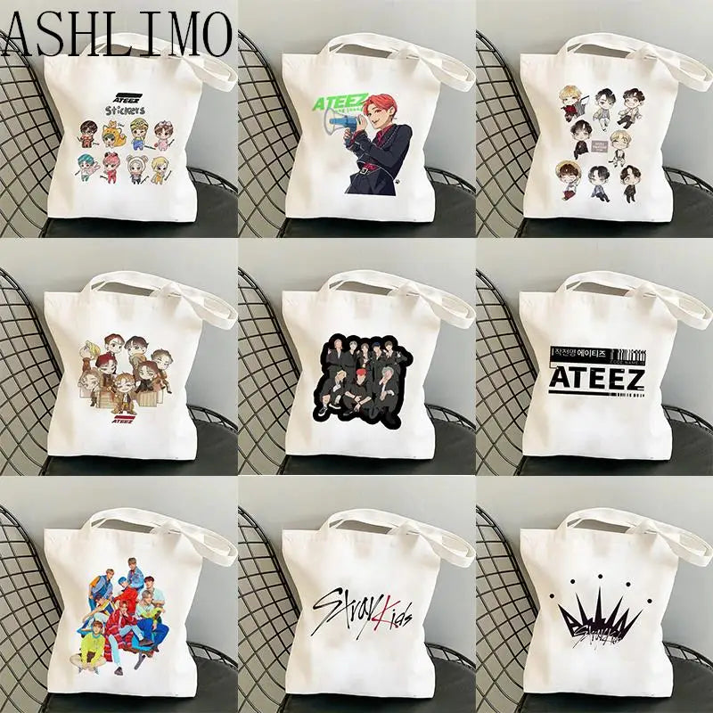 ATEEZ Say My Name Kpop Korean Style Cartoon Women Shopping Bags Girls Fashion Casual Pacakge Hand Bag Female Shoulder Bag