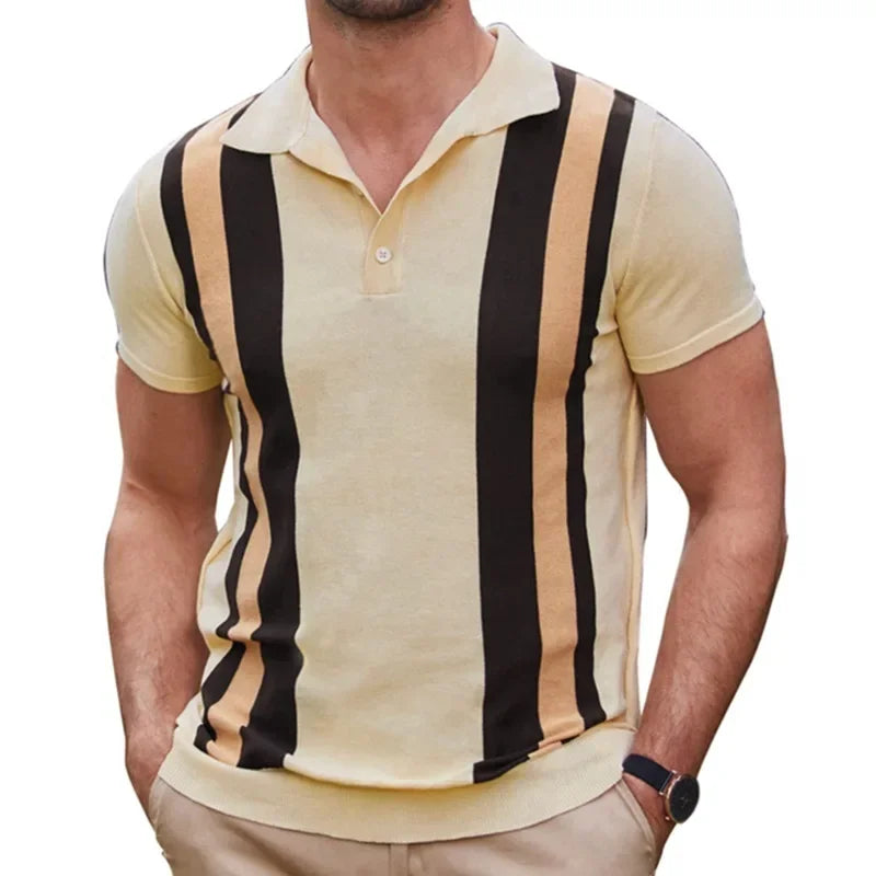 Men's Summer Short Sleeve Polo Shirts Knitted Business Formal Office Men's Summer Luxury Style Clothes Slim Cotton Shirts Male