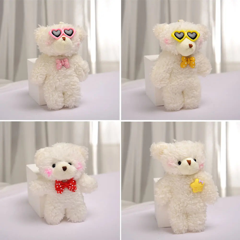 12cm Cute Bear Plush Keyring Pendant Soft Stuffed Plush Keychain Toy Backpack Pendant Birthday Gifts for Children