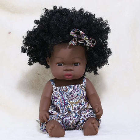 35cm Newborn Reborn African Doll Baby Simulation Soft Vinyl Children Lifelike Toys Christmas Birthday Toys Dolls for Babies