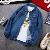 HIQOR Oversize Denim Jacket Male 8xl Men's Fashion Bomber Jacket Cotton Solid Long Sleeve Jacket 2024 New In Jackets Man Coats