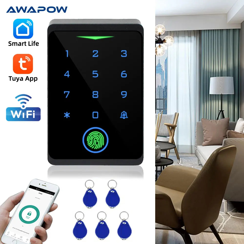 Awapow Access Control Kits CF1-WIFI Tuya Door Access Control System Security Protection IP66 Waterproof Digital Electronic Lock