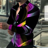 Men's Luxury Social Men's Shirts Lapel Button Shirts Casual Plaid Print Long Sleeve Tops Mens Club Prom Cardigan Tops 2023