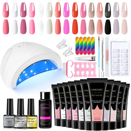 Nail Set for Nail Extensions Quick Building Poly UV Gel Set With 54W UV Lamp Acrylic Extension Gel Nail Polish Kit