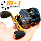 Baitcasting Reel 18+1BB Casting Reel Smooth Metal 7.2:1 Gear Ratio Fishing Reel with Standard or Deep or Shallow Spool for Bass