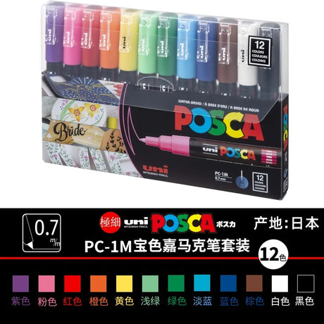 Uni Marker Pen, PC-3M Acrylic posca marcadores permanent marker graffiti paint pen For Rock Metal Leather Ceramic Glass Plastic