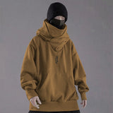 Hip Hop Mans Hooded Sweatshirts Autumn And Spring Solid Long Sleeve Ninjas Hoodie Pocket High Neck Loose Hooded Sweatshirt