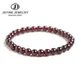 JD Natural Wine Red Garnet Beaded Bracelet Women Genunie Charm Red Pomegranate Yoga Meditation Bangles Reiki Healing Lovers Gift