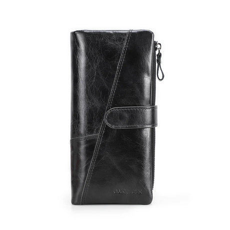 CONTACT'S Genuine Leather Wallets for Men Vintage Long Wallets Luxury Brand Coin Purses Men Card Holder Money Clip Men's Wallet