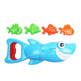 0-3Y Funny Shark Bath Toy for Boys Girls Catch Game with 4 Fishes Bathtub Interactive Bathing Puzzle Fishing Water Toy