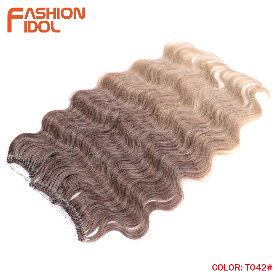 FASHION IDOL 24 Inch Body Wave Crochet Hair Synthetic Goddess Crochet Braids Natural Wavy Ombre Blonde Braiding Hair Extensions