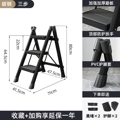 Indoor Climbing Kitchen Stool Multifunctional Ladder Chair Stable Load-bearing Ladder Stool Folding Storage Step Stool