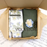 Viola Design 6PCS Gift Box Floral Solid Cotton Sock Tie Sets Clip Pin Cufflinks Hankie Men Wedding Party Daily Cravat Accessory