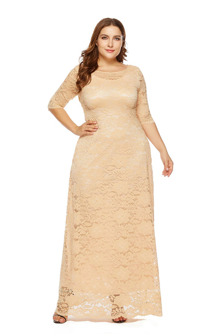 Plus Size Elegant Slight Stretch Bridesmaid Party Evening Maxi Long Dress With Pocket For Women