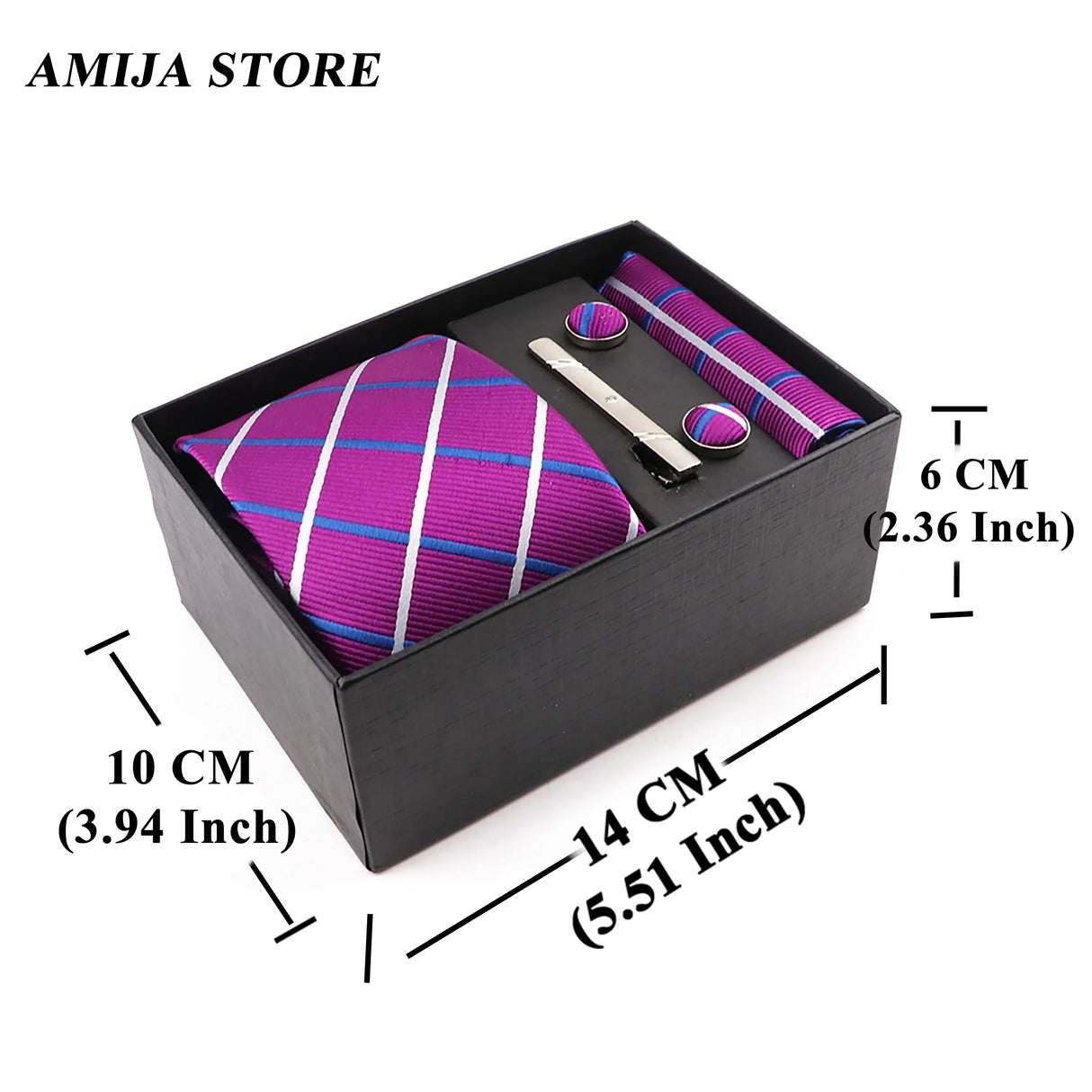 Men's Tie Gift Box With Neckties Handkerchiefs Cufflinks Tie Clips  Plaid Dot 5-Piece sets Group Business Wed Festival Formal Ti