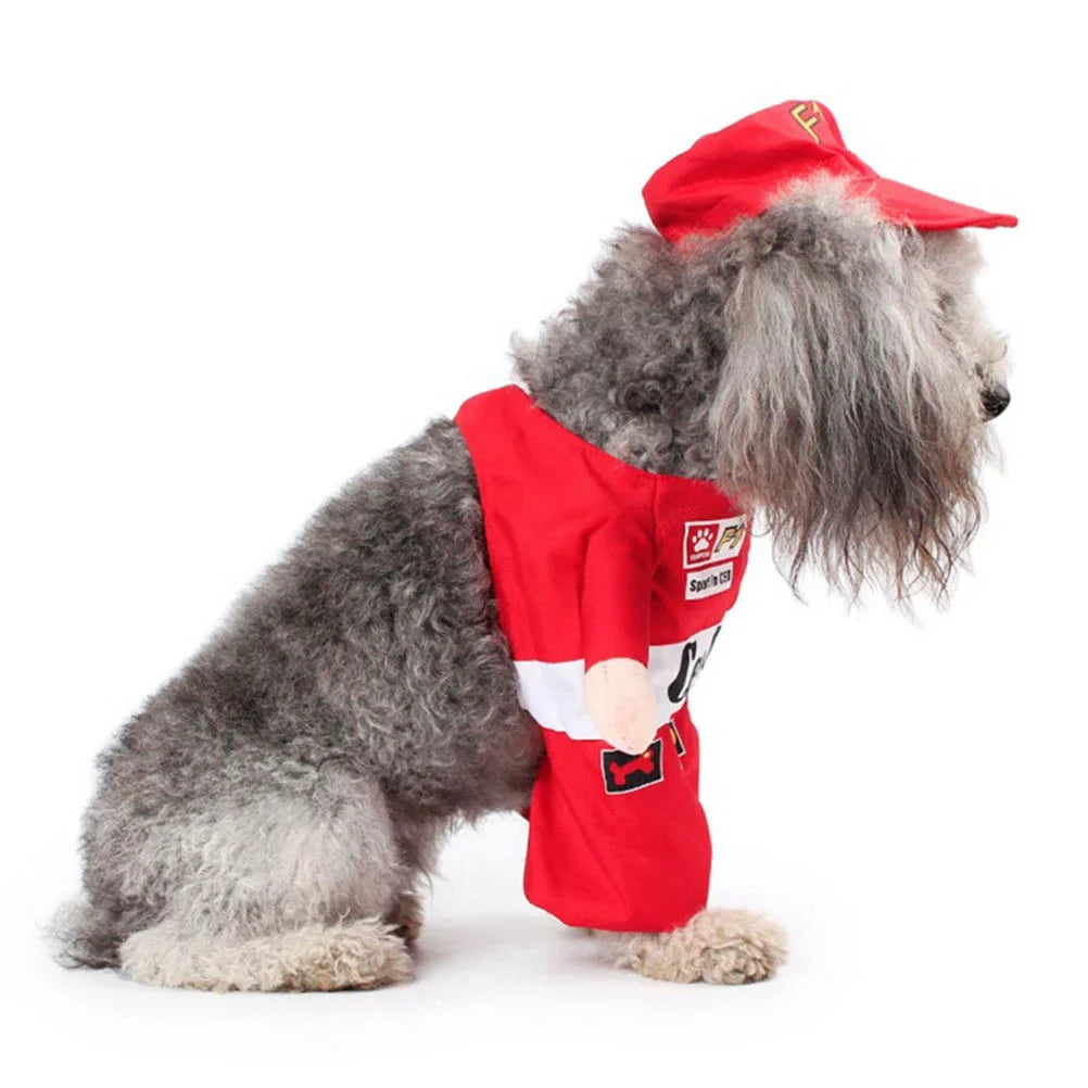 Cat Dog Costume Sports Clothes Cats Dogs F1 Racing Driver Cloth Pet Apparel Small Pets Clothing Size L