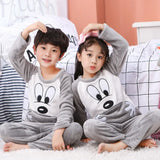 New Winter Kids Pajamas Velvet Thickened Warm Casual Pajamas Loungewear Kids Boys Girls Flannel Set Long Sleeve Coral Fleece