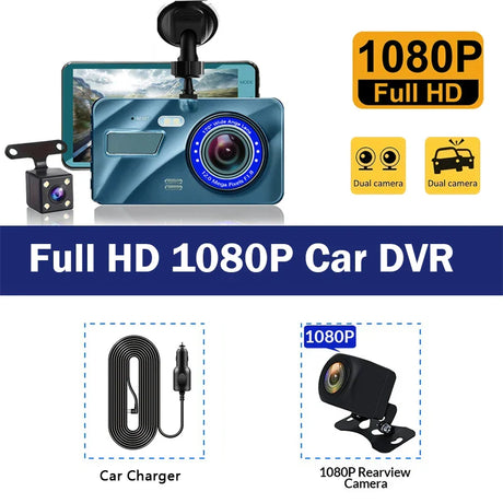 Car DVR 2 Cameras  4.0 Inches Dash Cam Car Video Recorder Auto Registrator Dvrs Dash Cam with Dual Ways Cameras car accessories