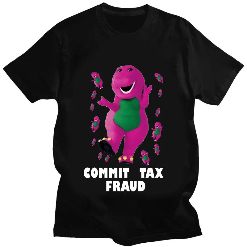 Commit Tax Fraud T Shirt Harajuku Cartoon Letter Printing T Shirt Graphic Casual Crew Neck Short Sleeve Plus Size T Shirt Women