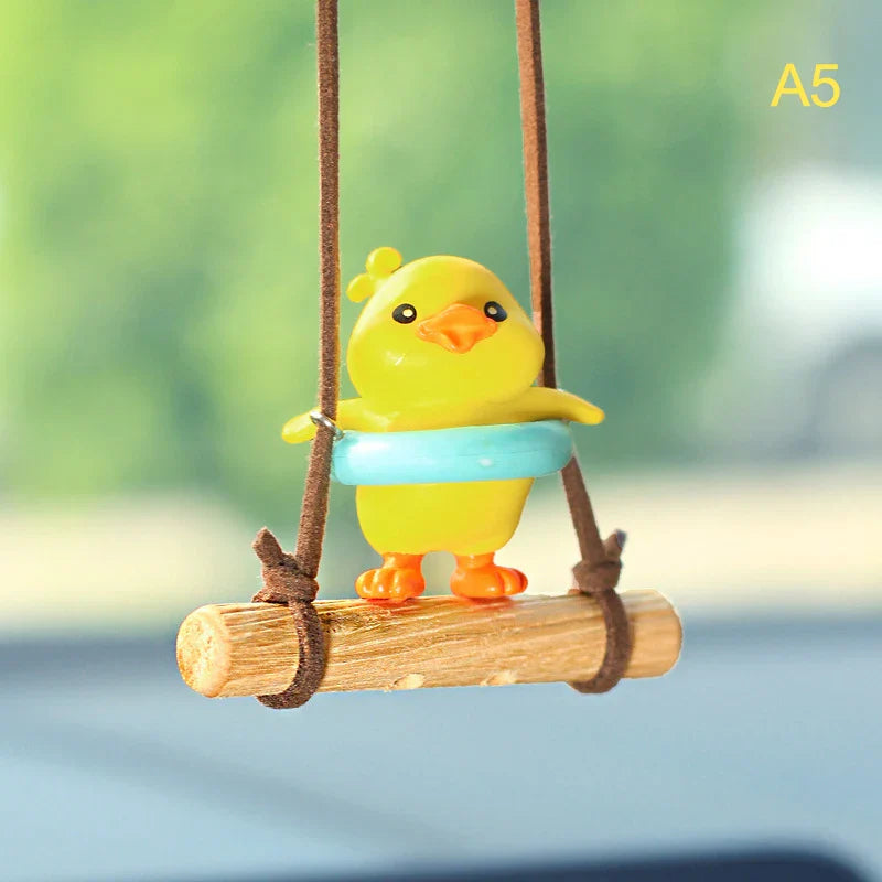 Cartoon Cute animated car accessories Swinging Duck pendant Car rearview mirror ornaments Birthday Gift Couple Accessories Car