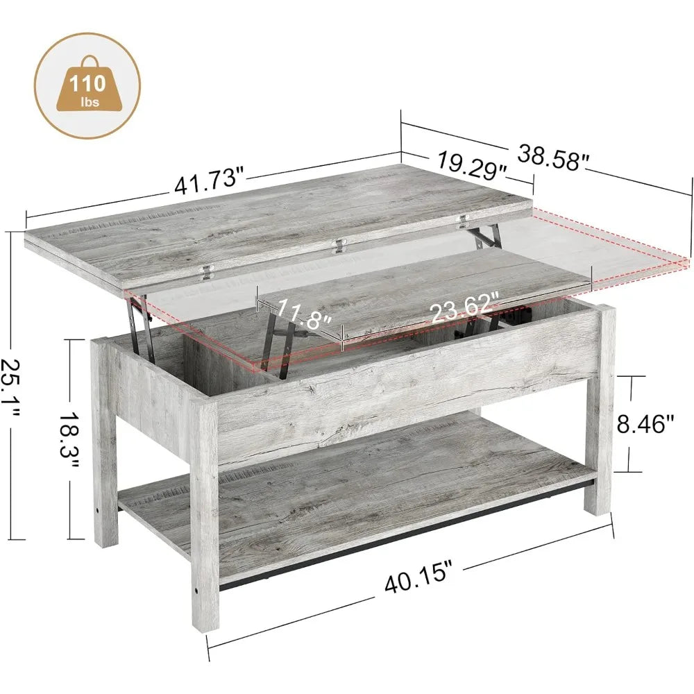 41.7“ Lift Top Coffee Table Converts to Dining Table for Dining Reception Room Gray Furniture Coffee Tables Luxury Design Living