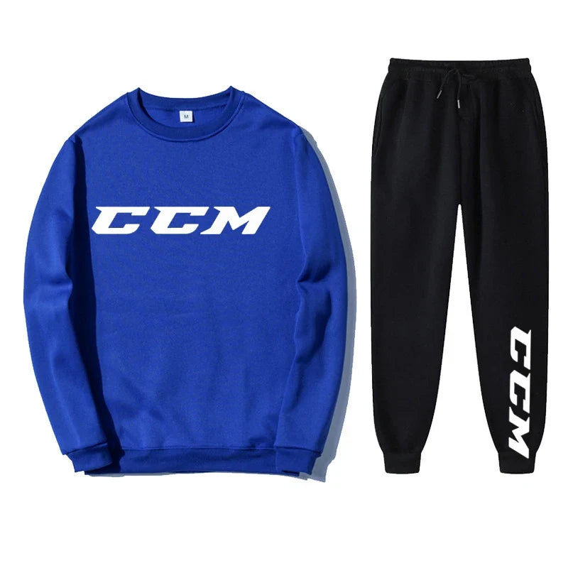 Men's Tracksuit Set Hoodie + Pants Spring Autumn Winter Fleece Warm Sportwear CCM Streetwear Suit Men Clothing