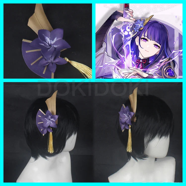 Raiden Shogun Baal Wig Gradient Dyeing Wig Game Genshin Impact Cosplay DokiDoki Baal Cosplay Wig Christmas Free Cap