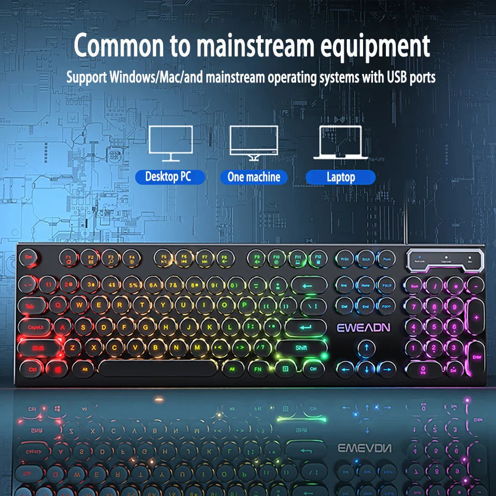 Three-piece Set Punk Gaming Keyboard and Mouse Earphone Set Luminous Keyboards 1600 DPI Mice Headset Combos Computer Accessories