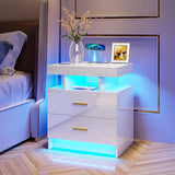 Auto LED Nightstand With Wireless Charging Station & USB Ports Bedside Tables for the Bedroom Furniture Nightstands Mobile Home