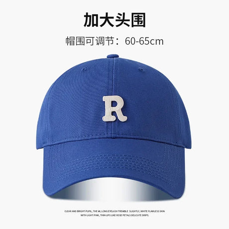 60-65cm 63-70cm Big Head Baseball Cap Men Women Soft Top Cotton Large Size Hat R Letter 2023 Fashion