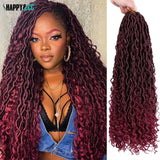 Goddess Locs Crochet Hair Curly Ends Synthetic Faux Locs Braids for Women Ombre Dreadlocks Pre-looped Braiding Hair Extensions